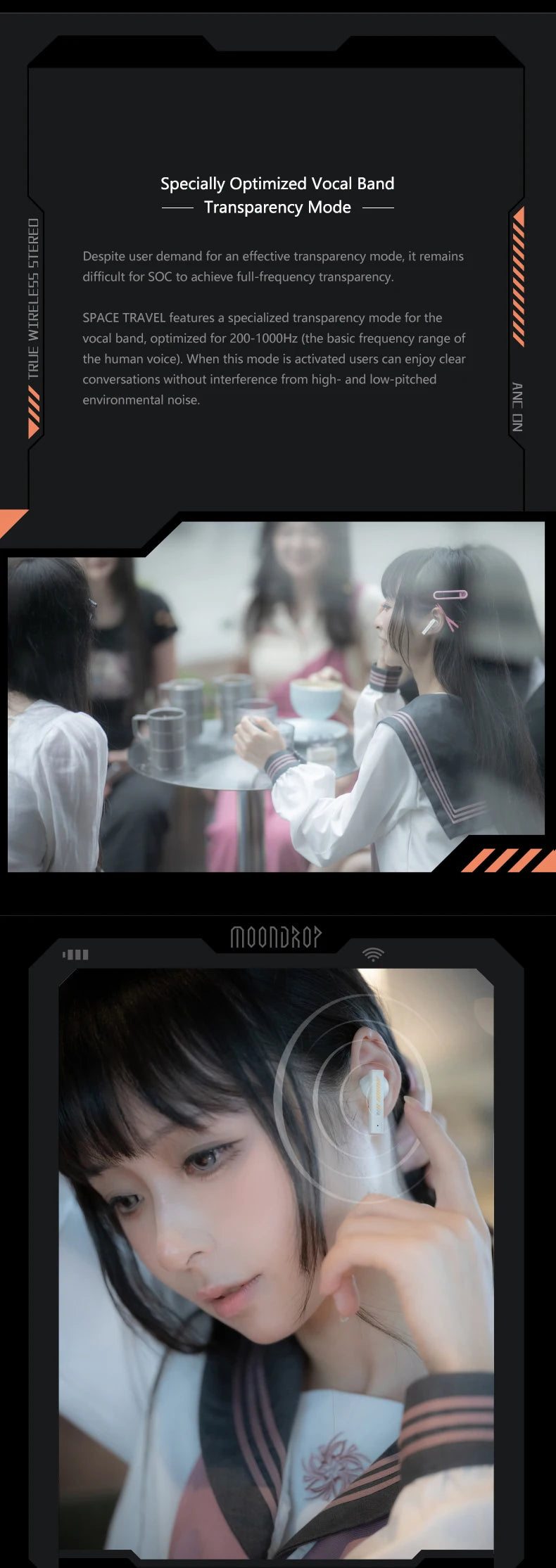 Moondrop Space Travel Bluetooth 5.3 Headphone Wireless TWS Noise Canceling Earphones 13mm Enhanced Dynamic Driver Music Headset