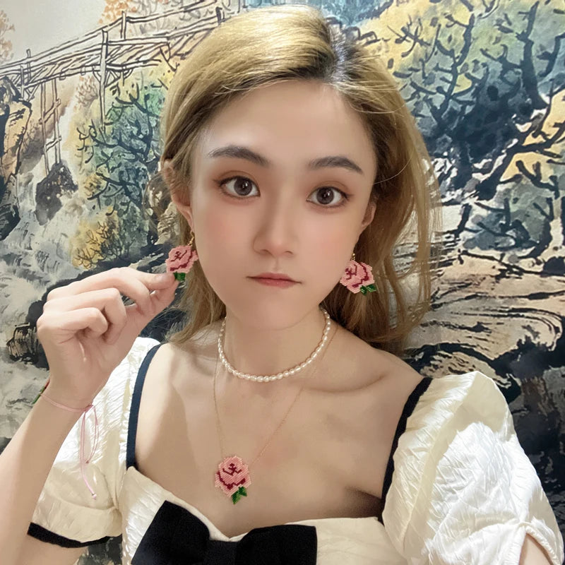 Fairywoo Ethnic Flower Earring For Lady Rose Jewellery Miyuki Bead Free shipping Jewelry Handmade Earrings Friendship Wholesale