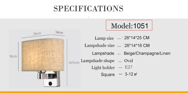 LED Lights Indoor Lighting Fabric Lampshade Wall Lamps for Bedside Bedroom Living Room Hotel Stairs Hotel Home Decoration