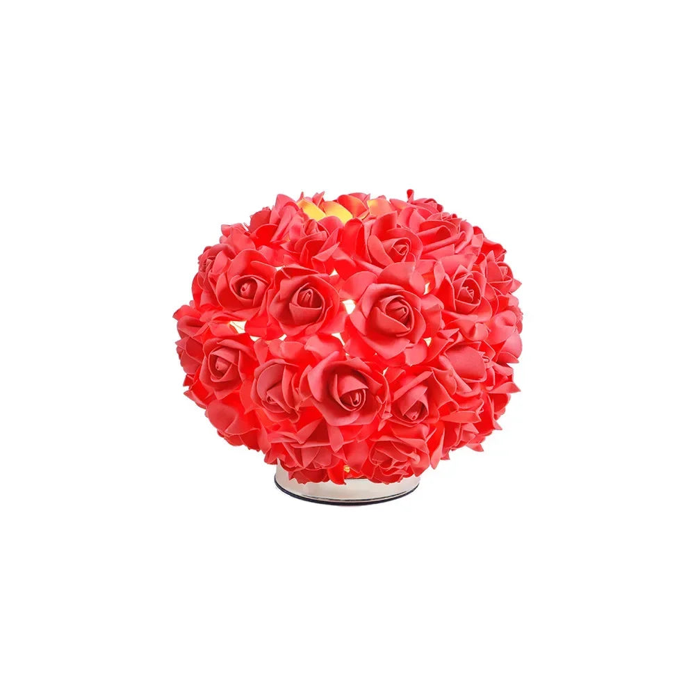 Nordic Rose Flower Bouquet Table Lamps Romantic Bedside Night Lights Wedding Decoration