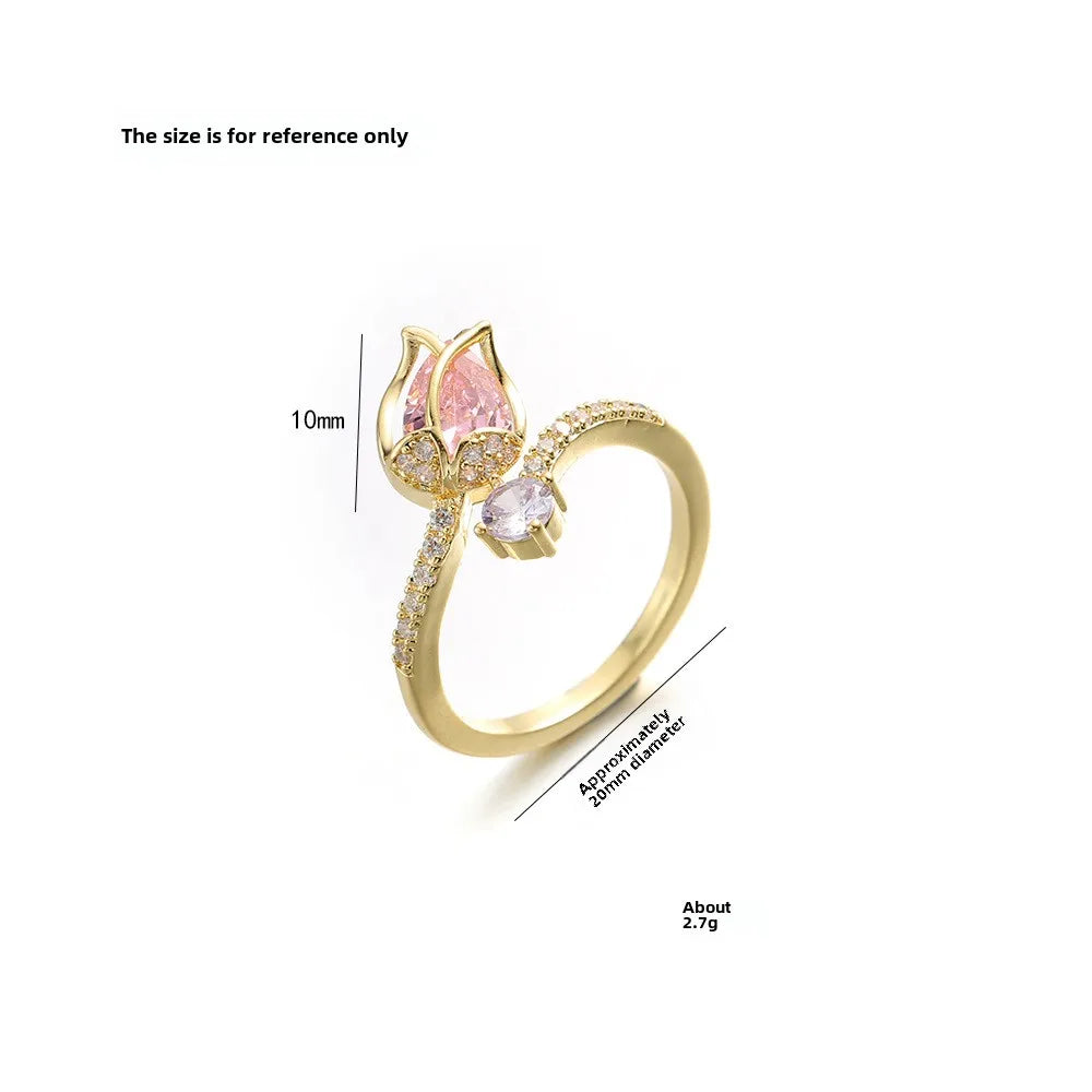 Tulip Flower Gold Filled Rings