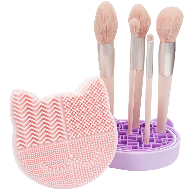 Silicone Makeup Brush Cleaning Storage Box Make Up Washing Board Cleaner Carpet Cosmetic Brushes Tools
