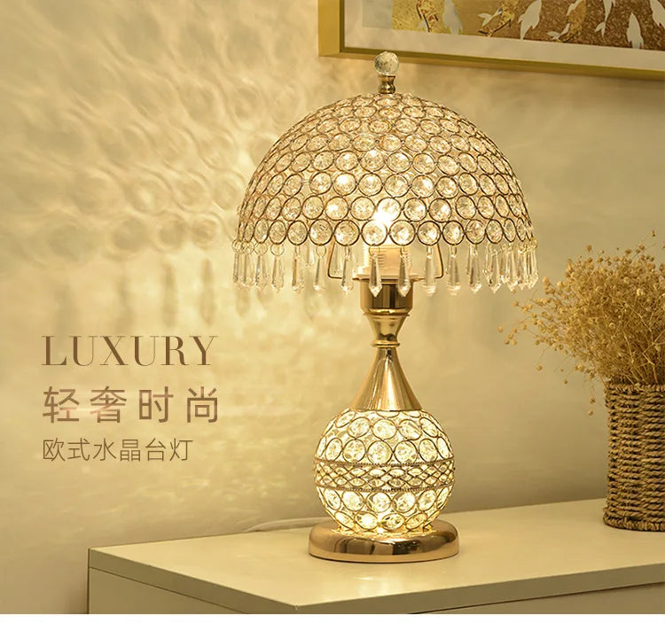 European-Style Crystal Table Lamp Ins Simple Modern Bedroom Warm Romantic Fashion Creative Decorative Bedside Lamp