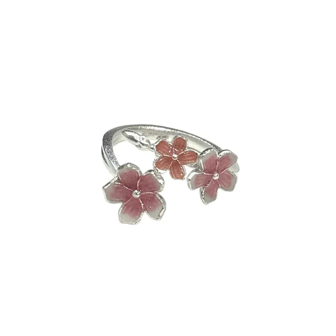 Flower Ring for Women with Niche Design Pink Peach Blossom Index Finger Ring Fresh Sweet Gradient Flower Opening Finger Ring