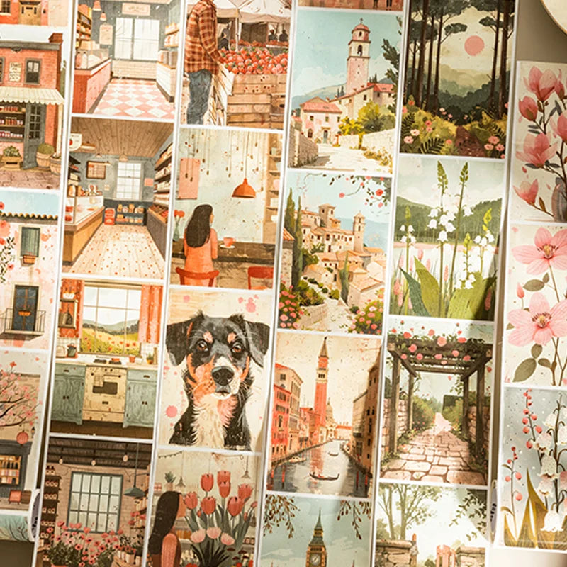 Washi Tape 80mm*2m Daily Life Warm Colour Large Size Landscape Tape Handbook DIY & Scrapbooking For Phone Case Diary Decoration