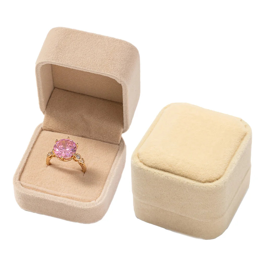 Velvet Single Ring Box Gift Jewelry Organizer Packaging for Wedding Ceremony Engagement Display Storage Supplies Accessories