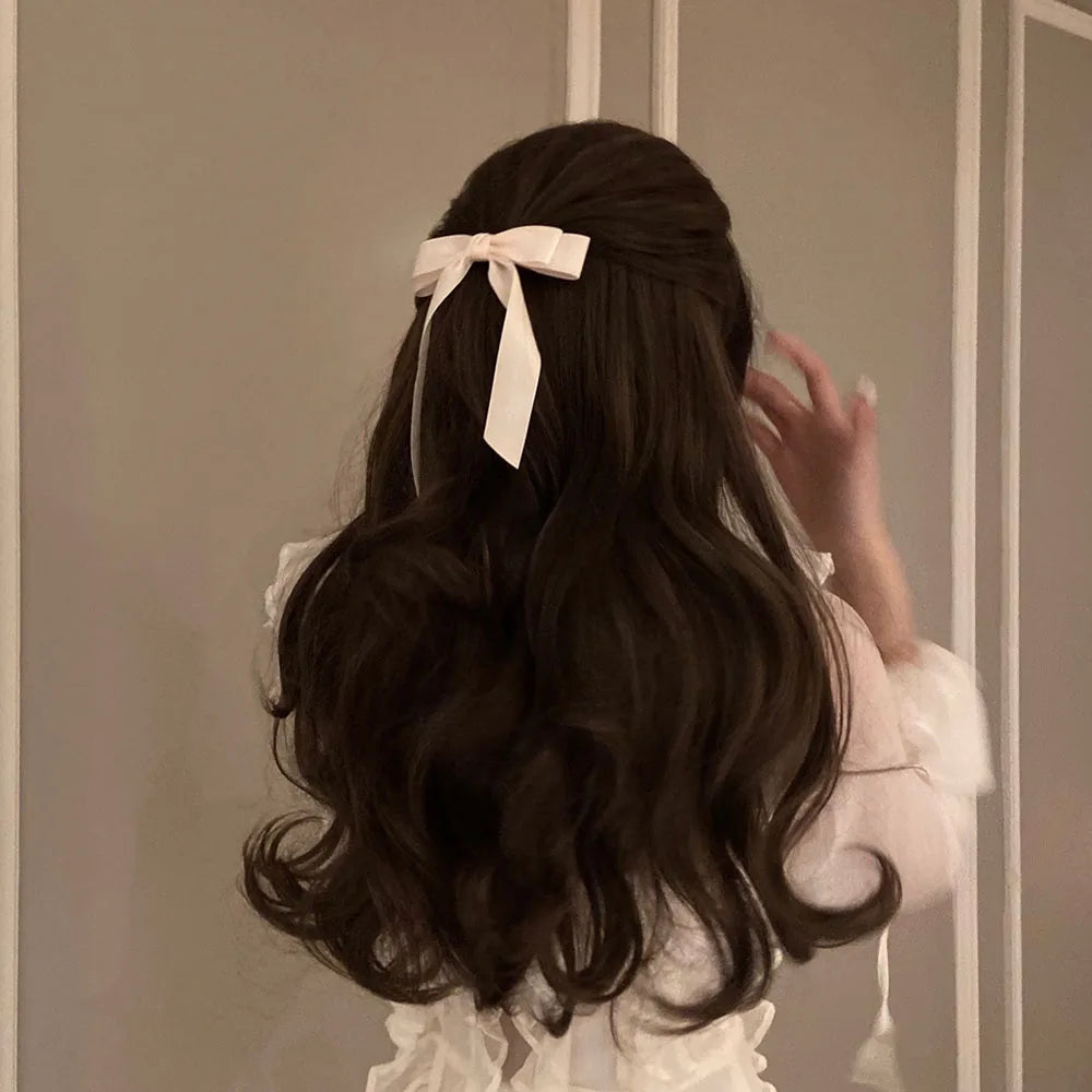 Fashion Fabric Hair Bow Hairpin for Women Girls Ribbon Hair Clips Black White Bow Top Clip Female Hair Accessories