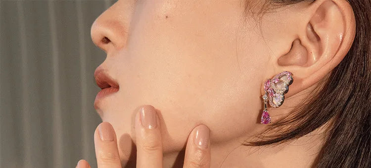 BELL Pink Sapphire Shell Corundum Butterfly Ring S925 Silver 18K Gold