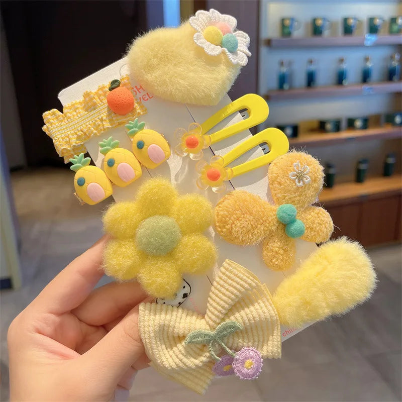 Children's Plush Hair Clip Autumn and Winter Little Girls' Side Barrettes Cute Girls' Baby Headwear 2024 New Hairpins