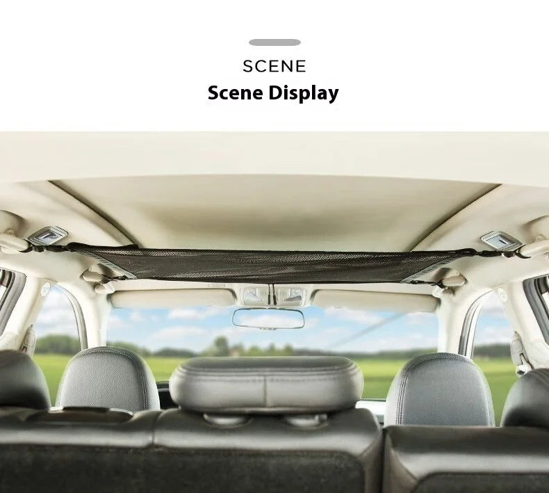 Car Roof Storage Net Durable Adjustable Hanging Organizer Bag for Vehicle Trunk Cabin Accessories Universal Fit