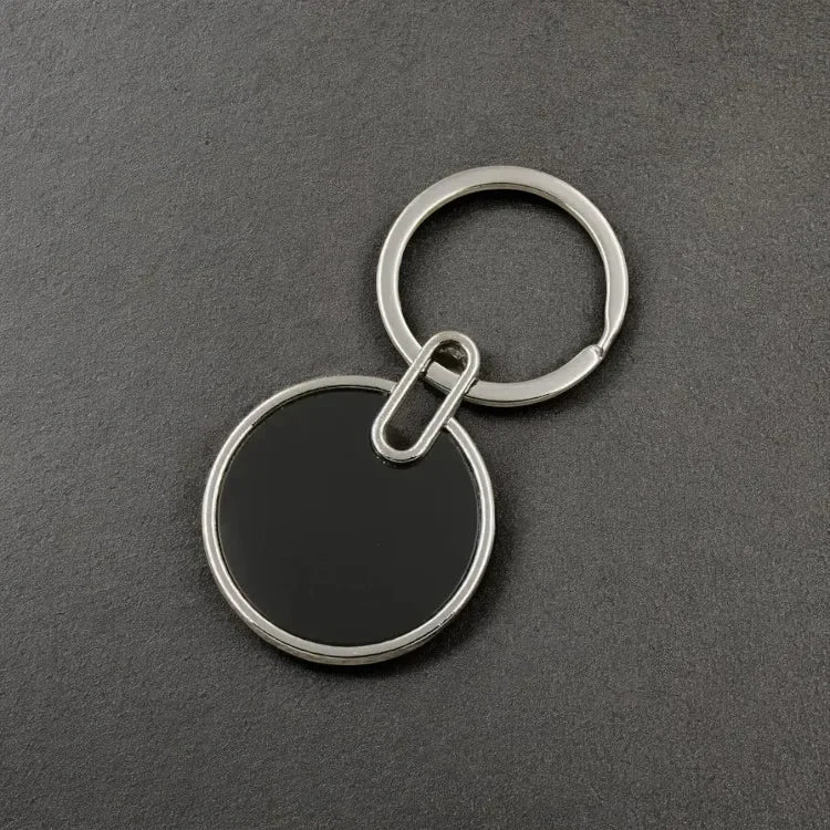 Custom Engraving Logo Name Metal Keychain Personalized Keyring Key Ring Chain Plate Laser Marking Black Mirror Promotional Gift