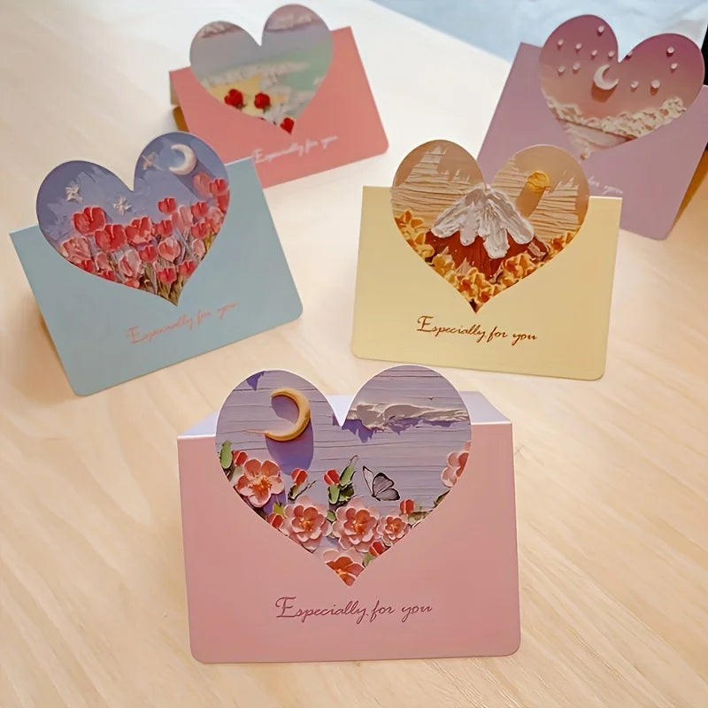 20 Warm 3D Oil Painting Cards - Unique Raised Pattern Design, High Quality Card Materials - Teacher's Day, Various Festivals