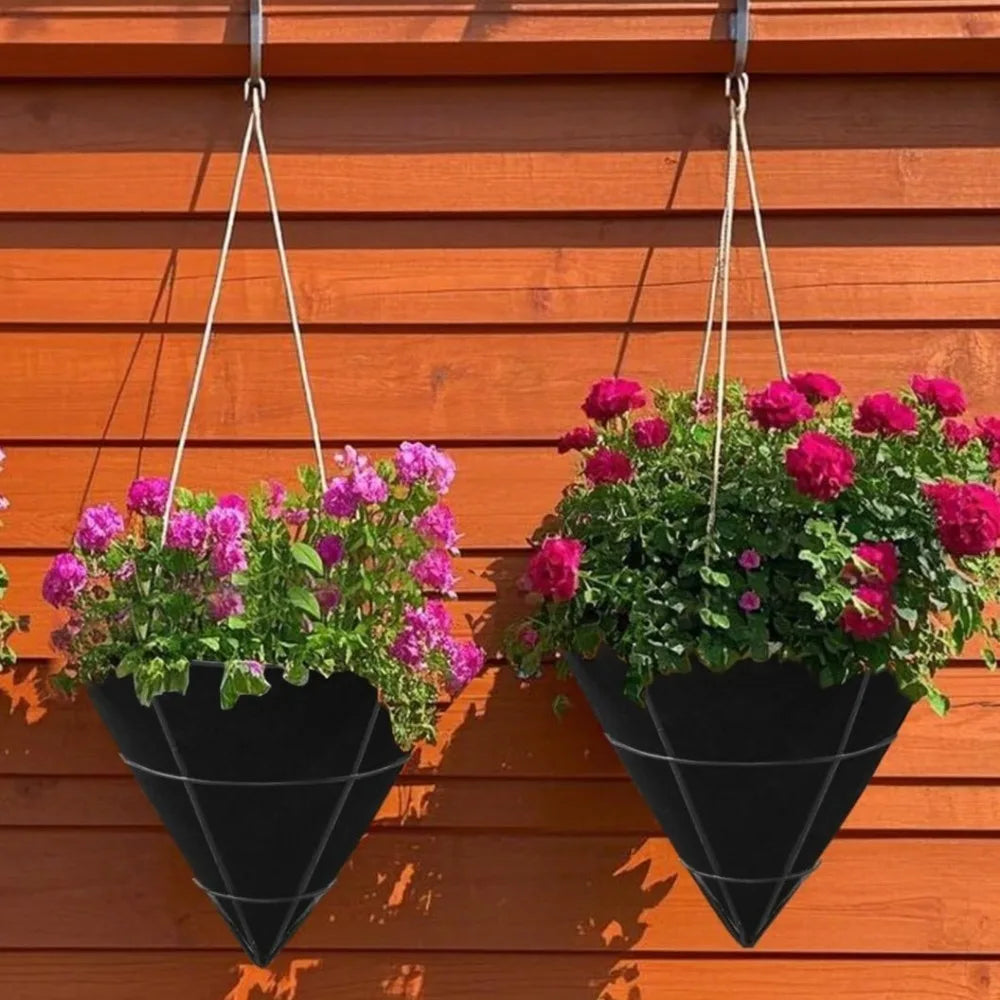 3pcs Durable Breathable Cone Shaped Liners Black Reusable Planter Basket Liners Eco-Friendly Felt Gardening Mats Enhanced Growth