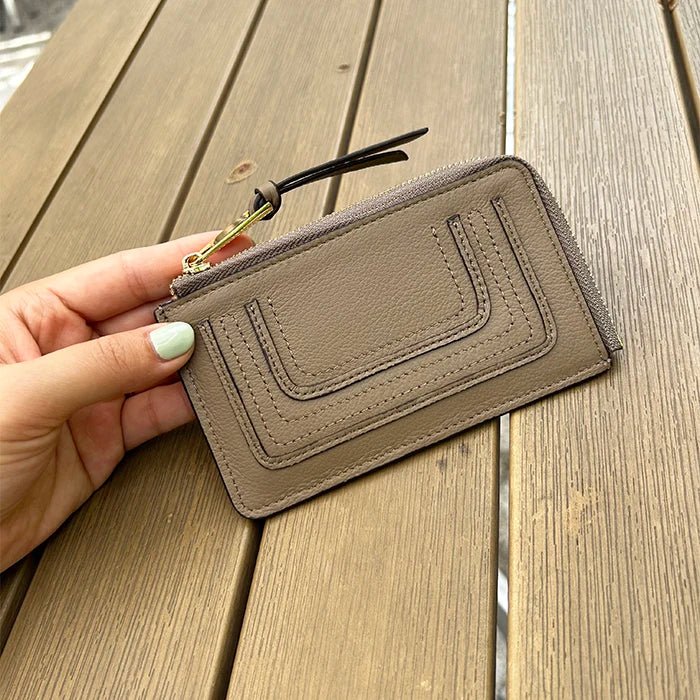 Luxury Genuine Leather Card Wallet Woman Custom Name Brand Card Holder Casual Zipper Lady Engraving Coin Purse Personalized Gift
