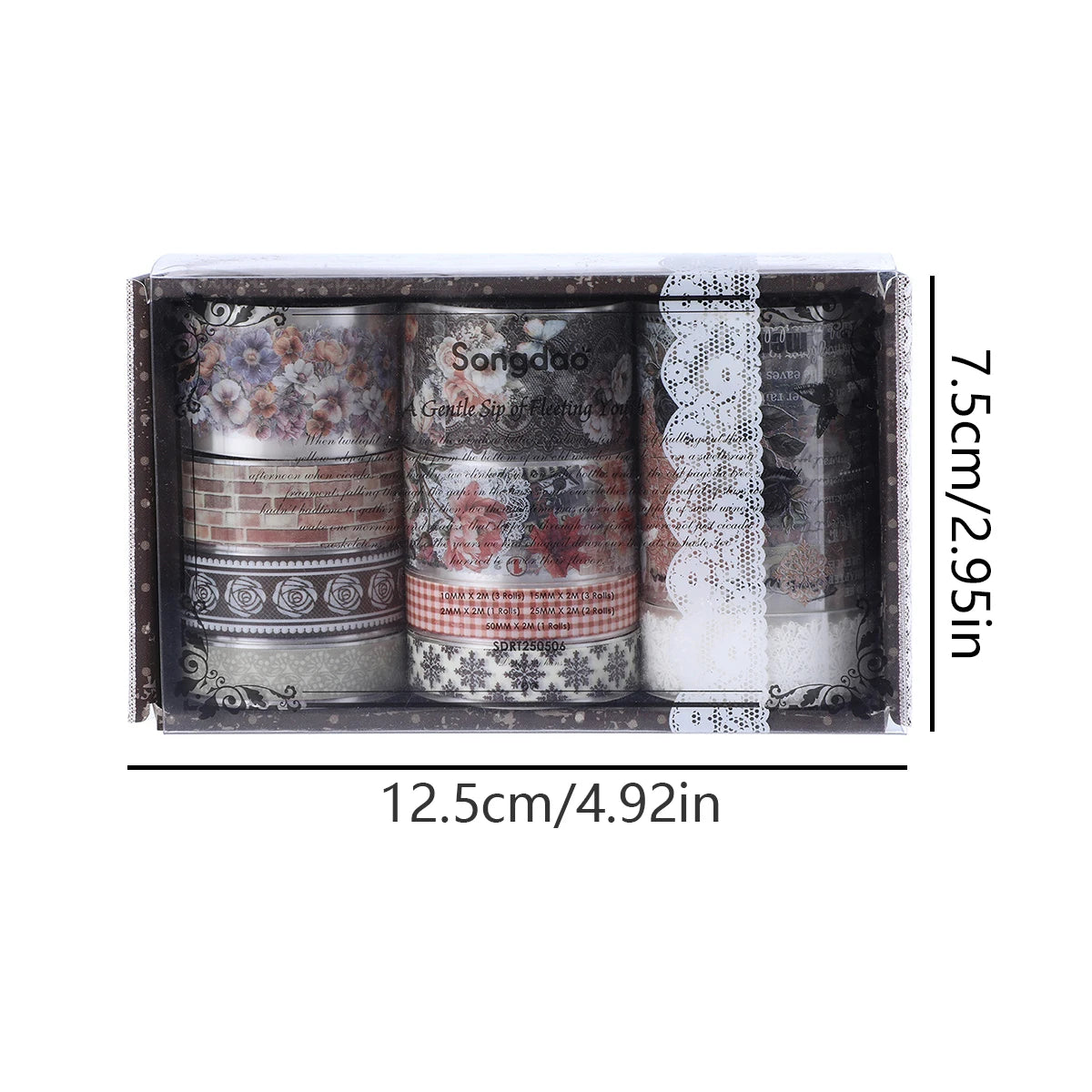 10Roll/Box Flower PET Tape Lace Masking Tape DIY Scrapbooking Sticker Journal Diary Aesthetic Stationery