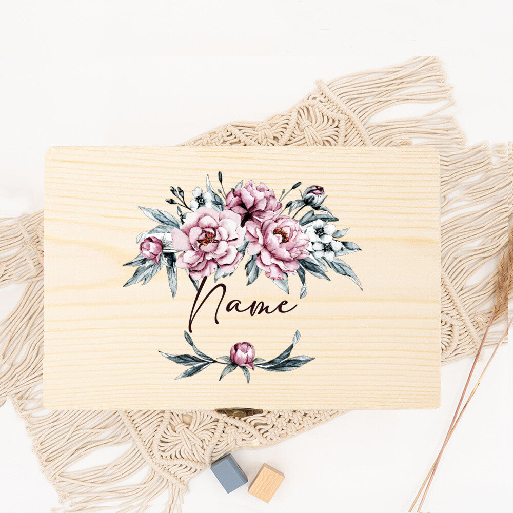 Personalized Memory Box Open Wreath Custom Name Date Wedding Party Bridesmaid Proposal Bridesmaid Proposal Wooden Jewelry