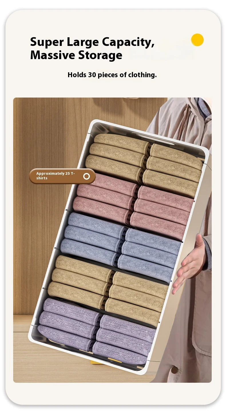 Wardrobe clothing organizer, drawer organizer, storage box with handles, foldable clothes, T-shirts, ties, scarves, towel storag