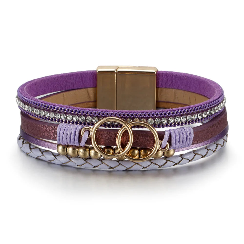 Beautiful Leather Bracelet Multi-Layer Handmade Women's Woven Bracelet Fashion Luxury Design Jewelry Bracelet Gift
