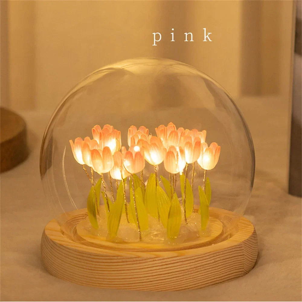 Artificial Tulip Flower Night Light Handmade DIY Bedside Lamp LED Night Lamp Bedroom Decor Christmas Birthday Gifts Table Lamp (Free Shipping) ššš¹ (Free Shipping) ššš¹