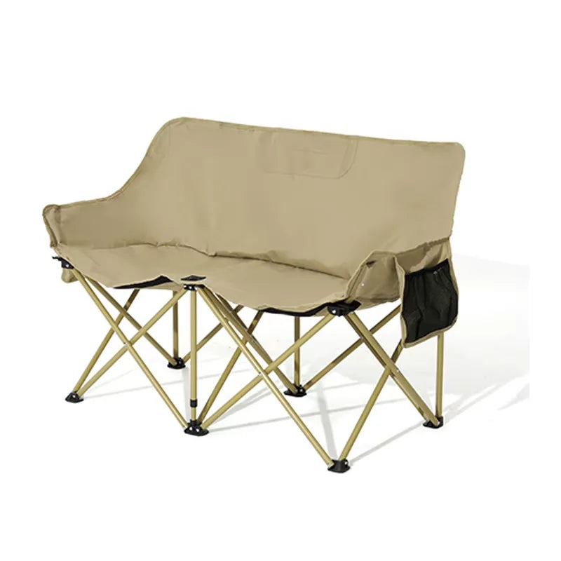 WESTTUNE Double Camping Chair Outdoor Fishing Backrest Chair Portable Folding Lawn Chair Beach Tourist Double Seat Leisure Chair