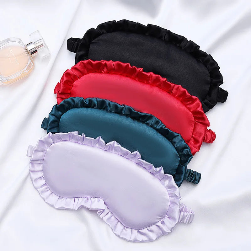 Silk Eye Mask Artificial Filament Artificial Silk Mask Sleep Eye Cover Ruffled Design Blackout Eye Patch For Suitable For Men
