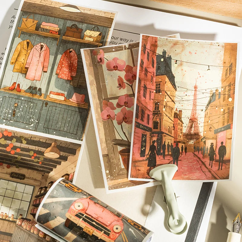 Washi Tape 80mm*2m Daily Life Warm Colour Large Size Landscape Tape Handbook DIY & Scrapbooking For Phone Case Diary Decoration