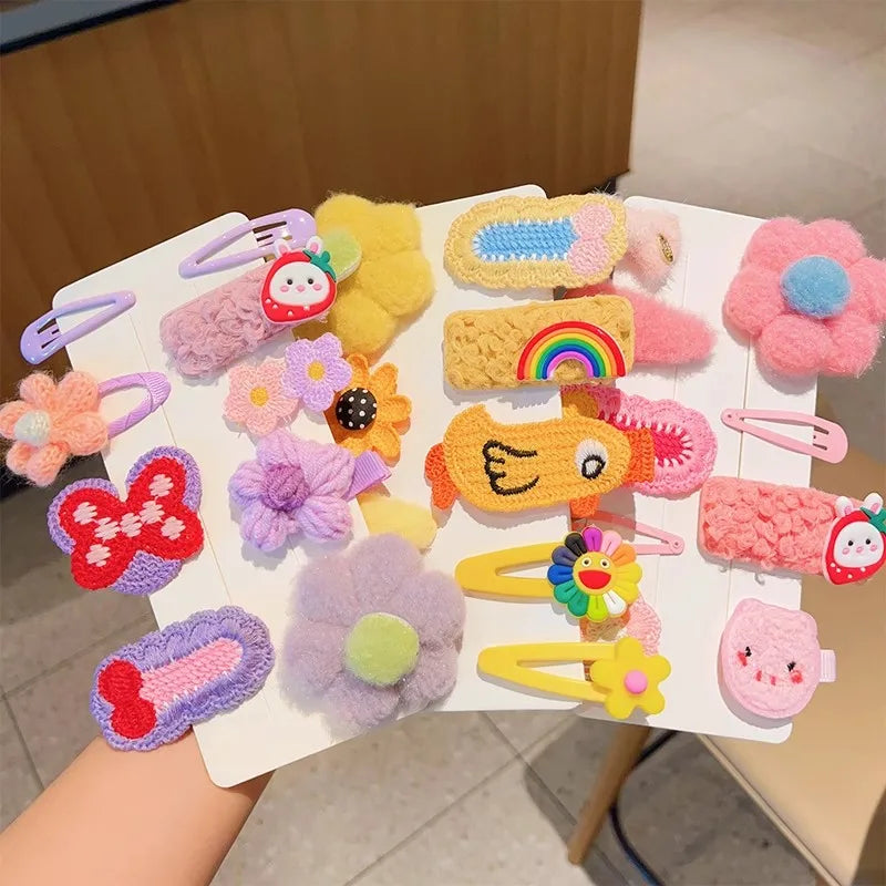 Children's Plush Hair Clip Autumn and Winter Little Girls' Side Barrettes Cute Girls' Baby Headwear 2024 New Hairpins