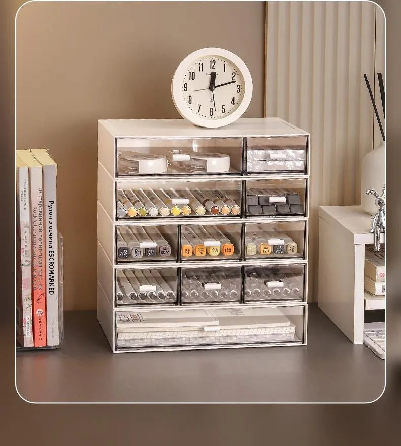 Desktop Organizer Der Sle Transparent Storage Box Stationery Supplies Arrangement Box Office Desk Workstation Transforma...