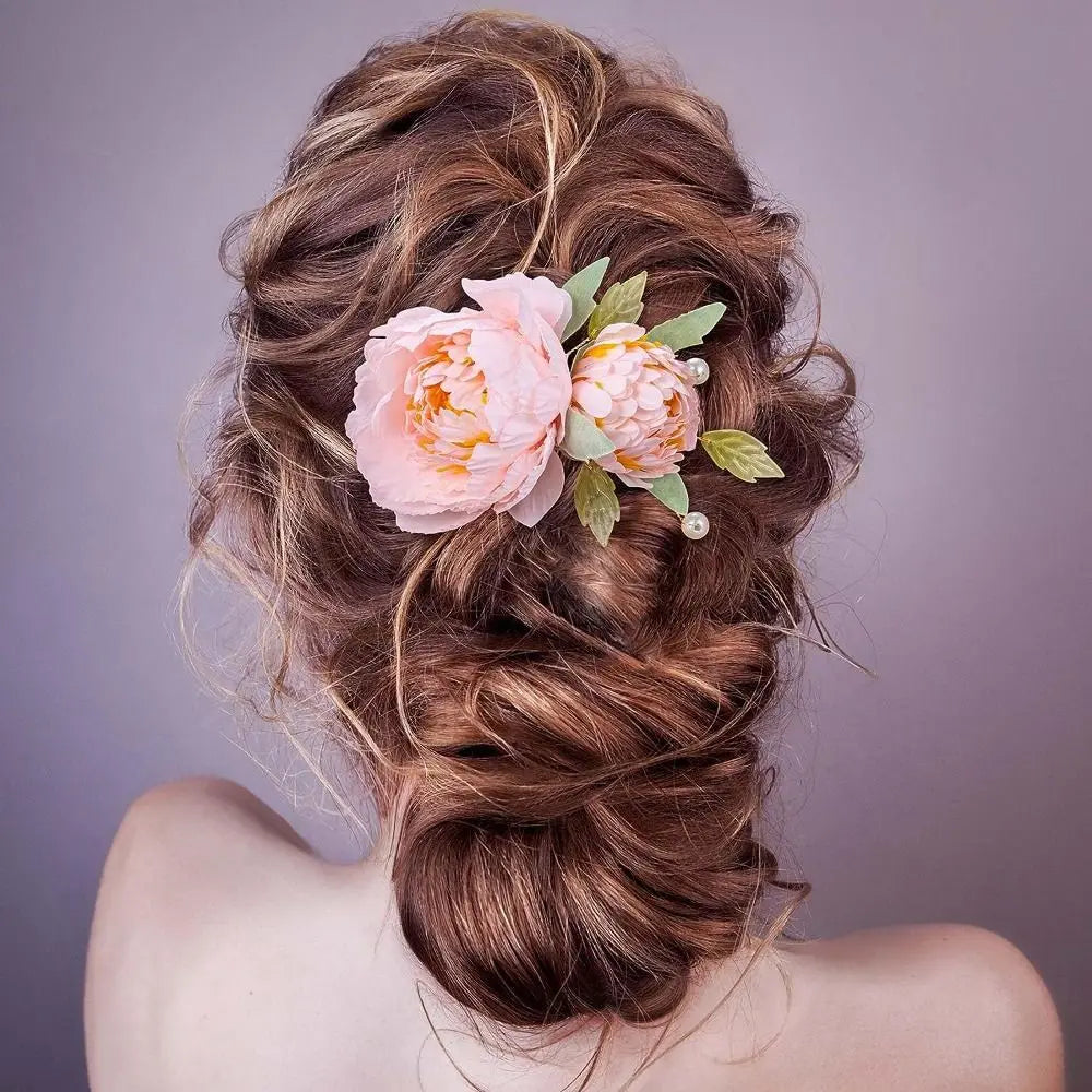 Fashion Cloth Flower Hair Clip Elegant Pearl Floral Hairpin Flower Brooch Hair Barrettes Women Girls Hair Styling Accessories