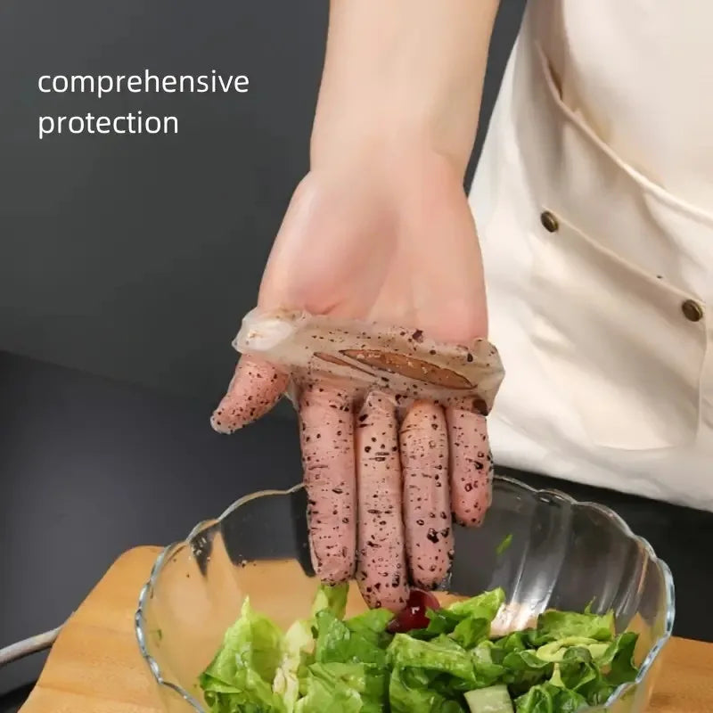 100PCS Disposable TPE Gloves Kitchen Bathroom Restaurant Camping Travel Waterproof Oil-Proof Household Cleaning Tools (Free Shipping)