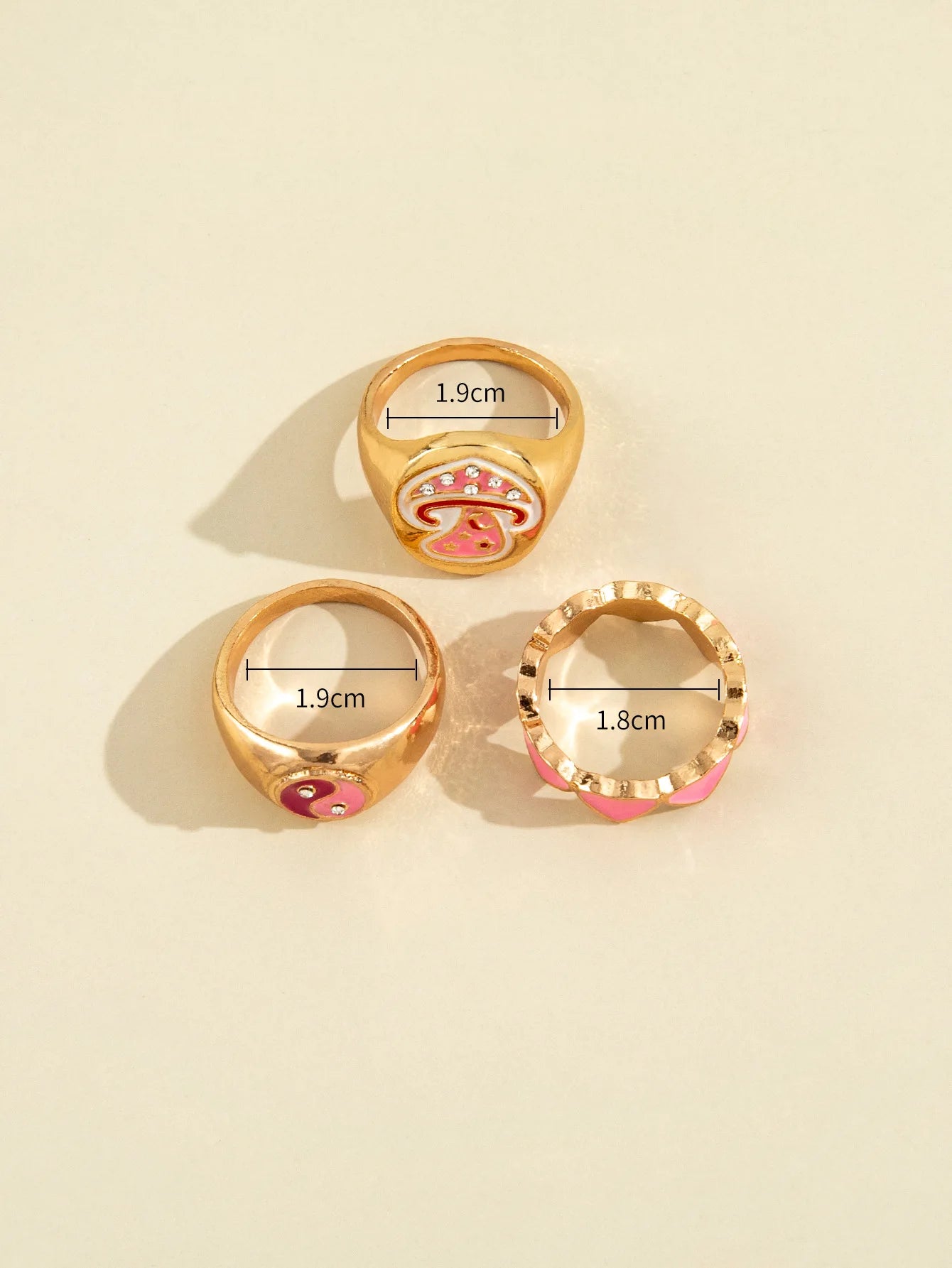 Pink Enamel Butterfly Ring Gold Finished Set For Women Crystal Enamel