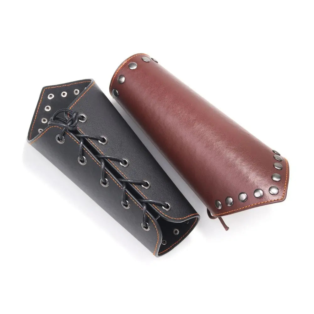 Sports Accessories Leather Archery Arm Guard Punk Gauntlet Viking Bracer Black Brown Safe Strap Men Women