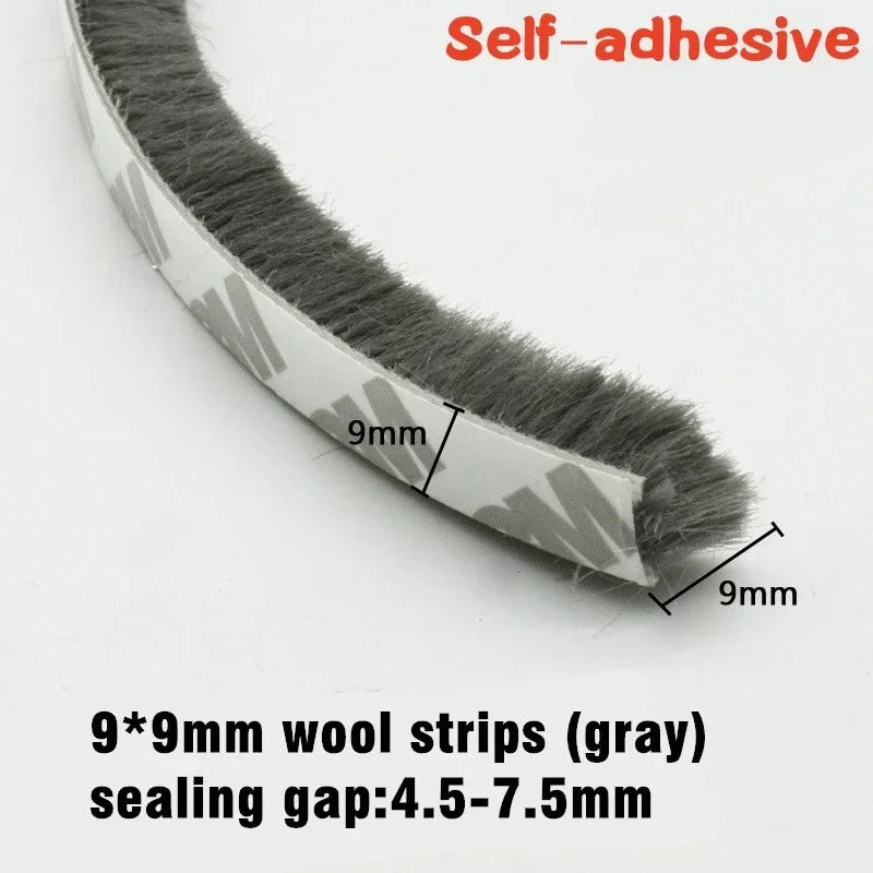 10M Aluminum Sliding Door Window Brush Seal Strip Weatherstrip Draught Excluder Dustproof Card Slot Sealing Tape Door Gasket