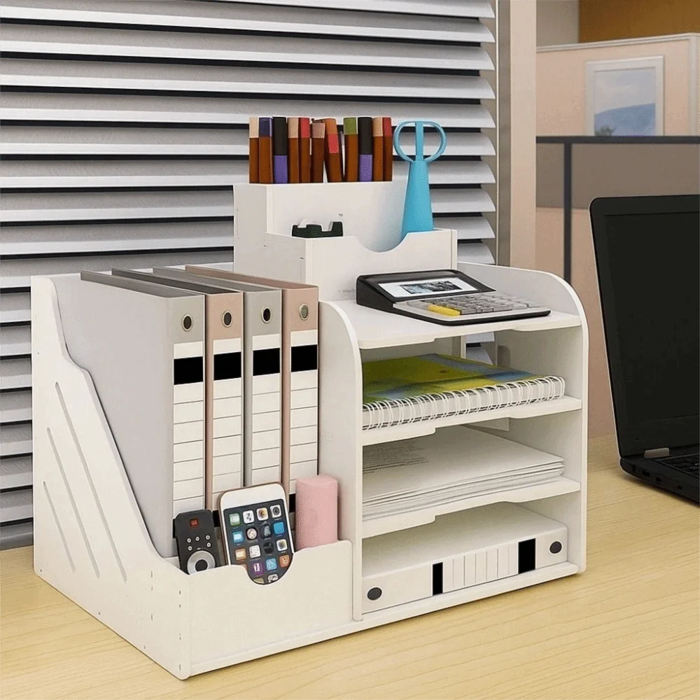 Large Capacity File Storage Rack Space Saving Thickened File Sorter Multi-Layer Partition Design Desktop Storage Box Library