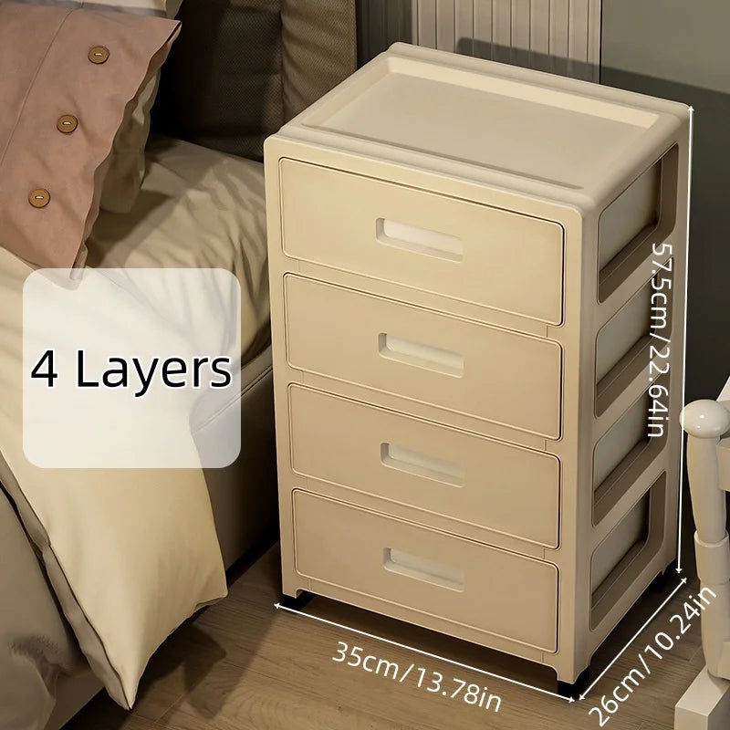Large Capacity Storage Cabinet with Rolling Wheels,3-6 Tier, for LivingRoom/Bedroom/StudyOrganization,Cream Color