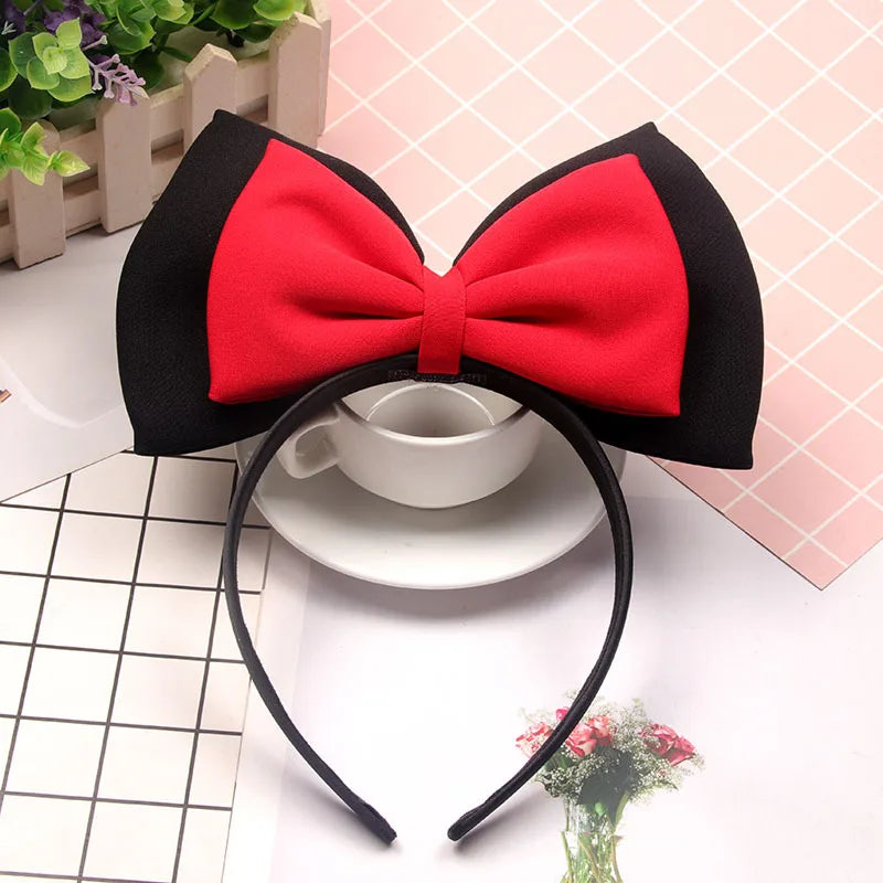 Girls Hair bows Hair Accessories Snow White Hair Band Handmade Red Bow Headband Fabric Bow Tie Net Red Hair Band Headdress