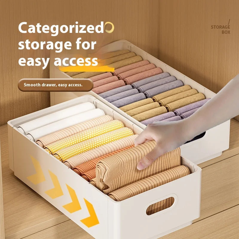 Wardrobe clothing organizer, drawer organizer, storage box with handles, foldable clothes, T-shirts, ties, scarves, towel storag