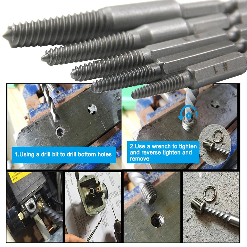 5pc Hex Handle Broken Head Screw Removal Tool 60mm Black Electric Hex Screw Removal Tool Set Cover Manual Screwdriver