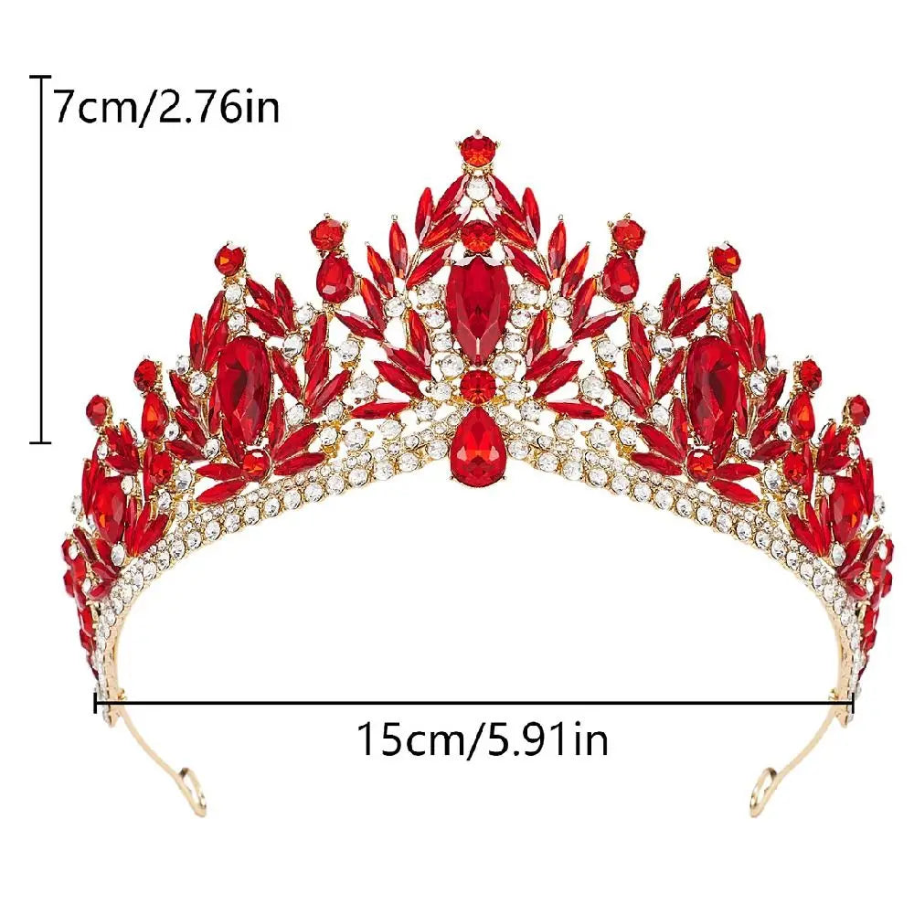 Luxury Baroque Queen Tiaras Elegant Adjustable Alloy Princess Crown European Style Dazzling Bridal Headwear Birthday Party