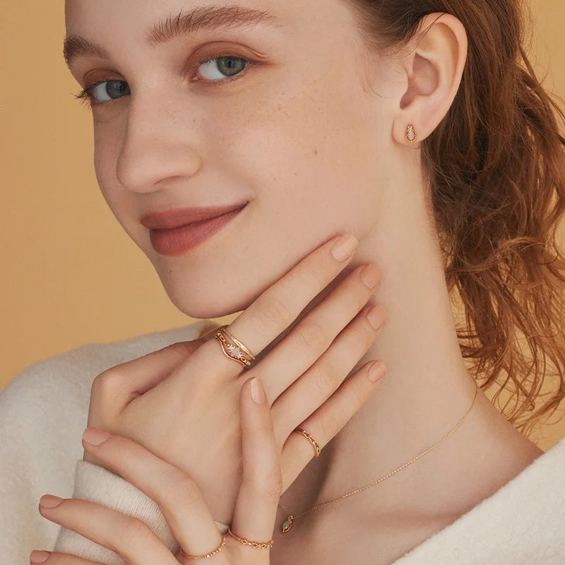 Natural Opal Ring For Women Gemstone 925 Sterling Silver Gold Filled Fine Jewelry