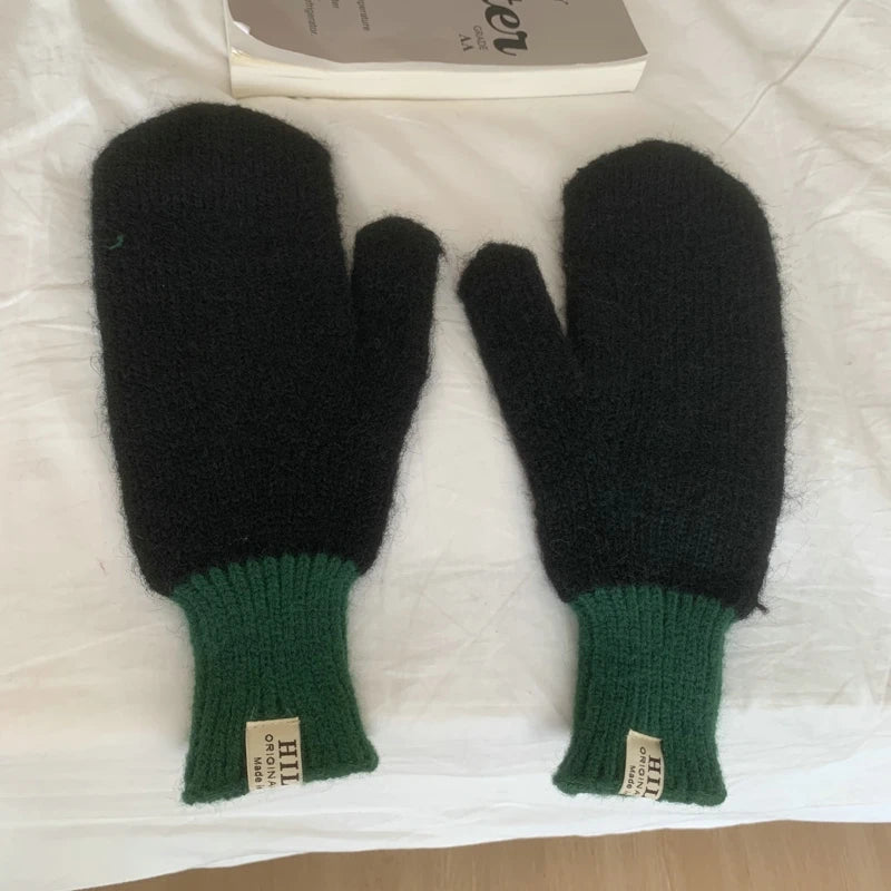 Women Winter Keep Warm Plush Gloves Elasticity Soft Full Fingers Mittens Knitted Girls Fashion Gloves For Women