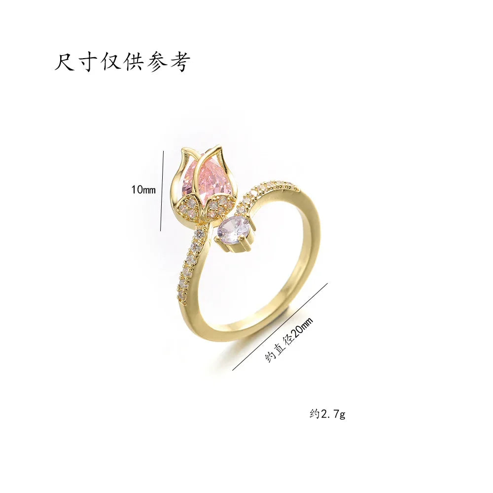 Tulip Flower Gold Filled Rings