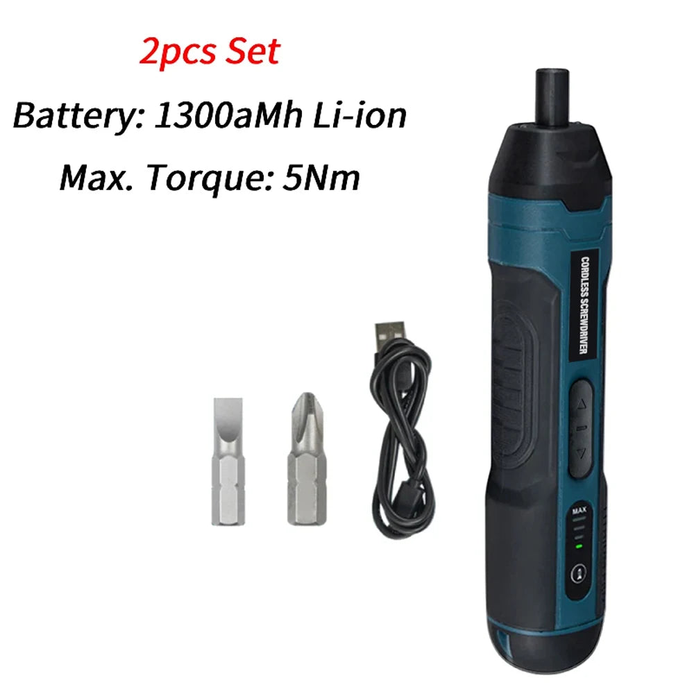 Mini Electric Screwdriver Set USB Rechargeable 1300mah Adjustment Power Dril Multi-function Torque Repair Tools Kit