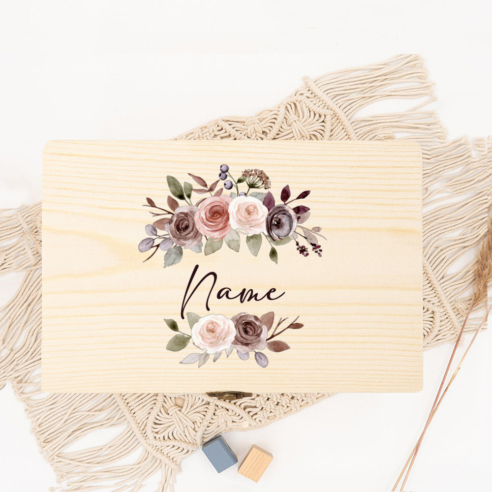 Personalized Memory Box Open Wreath Custom Name Date Wedding Party Bridesmaid Proposal Bridesmaid Proposal Wooden Jewelry
