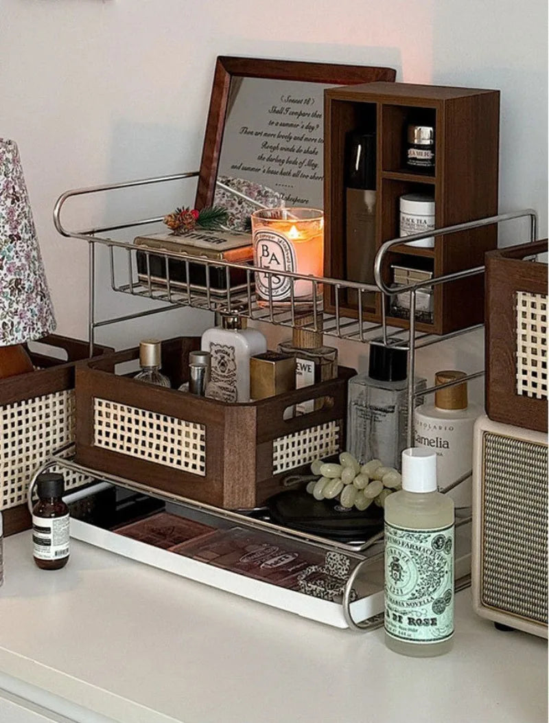 Three Layers Living Room Storage Racks Stainless Steel Practical Simple Kitchen Desktop Storage Holder Luxury Modern Home Decor