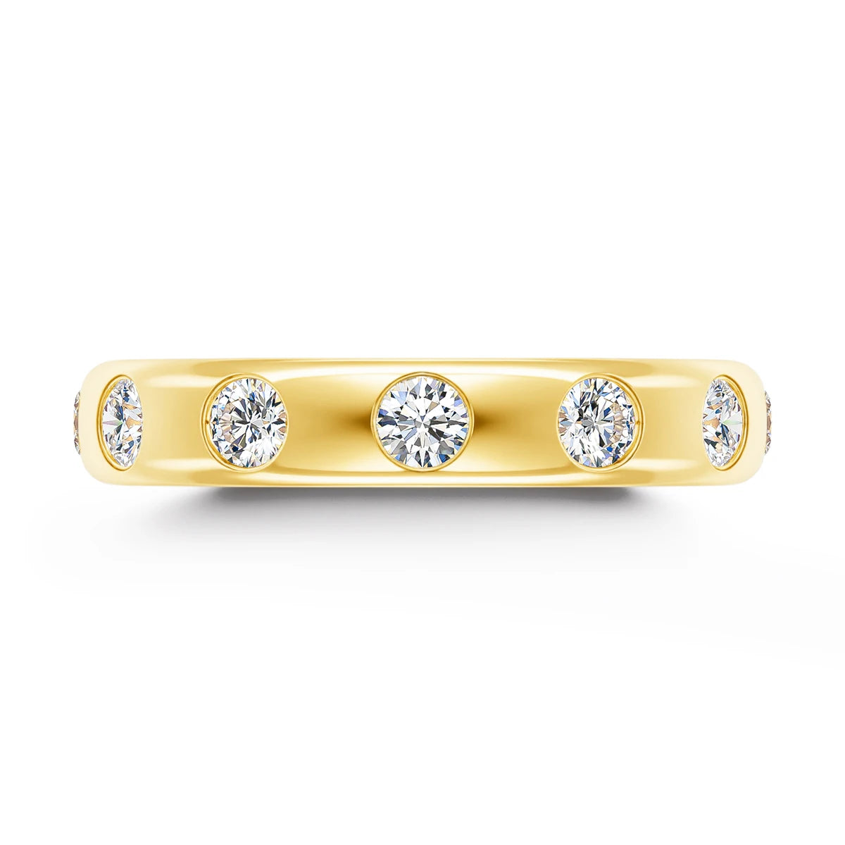 14K Yellow Gold Couple Rings Full Circle Moissanite Diamond Luxury Wedding Band Unisex Ring for Both Men and Women Wedding Bands