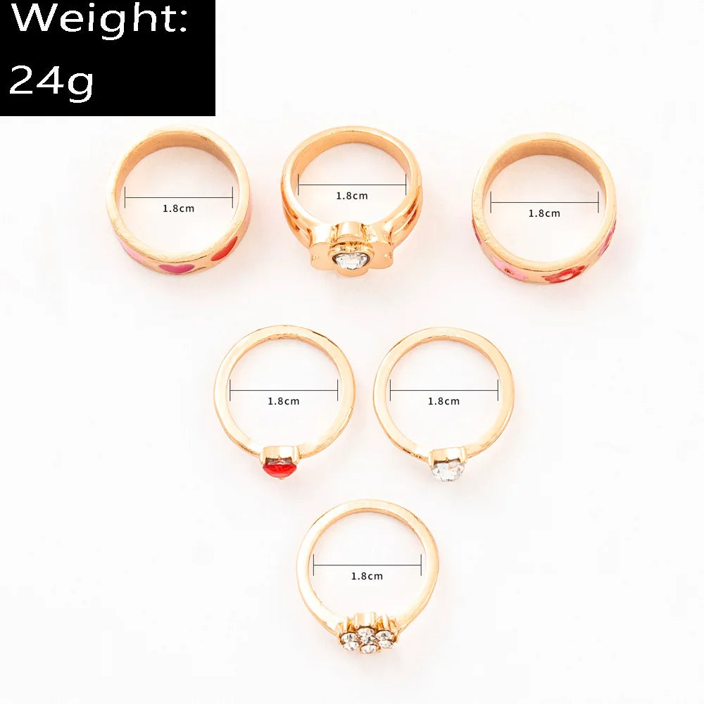 Pink Enamel Butterfly Ring Gold Finished Set For Women Crystal Enamel
