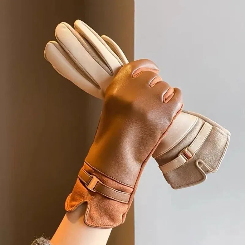 2025 New Gloves for Women in Winter Warm and Plush Thickened Cold Proof Driving Touch Screen Gloves for Outdoor Cycling