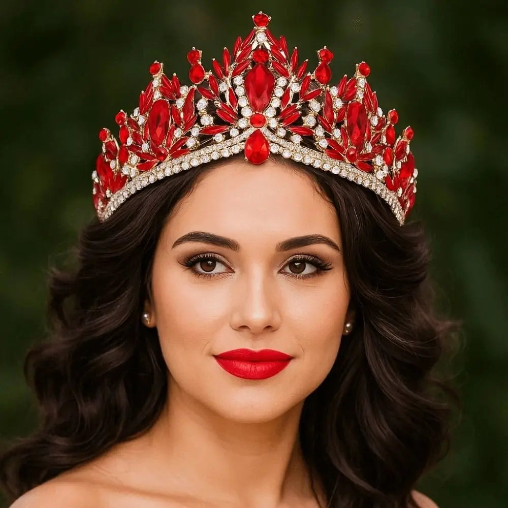 Luxury Baroque Queen Tiaras Elegant Adjustable Alloy Princess Crown European Style Dazzling Bridal Headwear Birthday Party