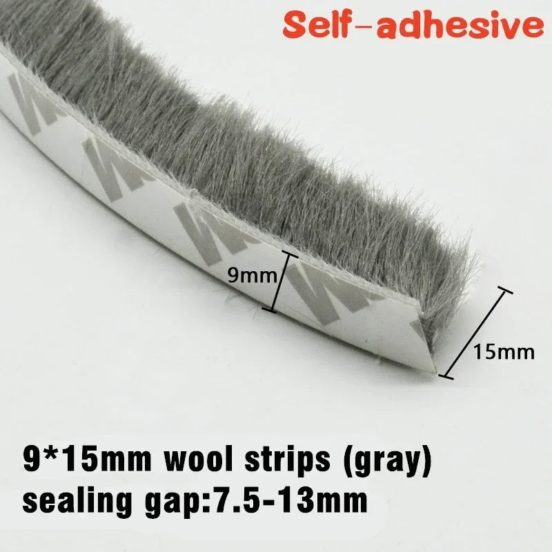 10M Aluminum Sliding Door Window Brush Seal Strip Weatherstrip Draught Excluder Dustproof Card Slot Sealing Tape Door Gasket